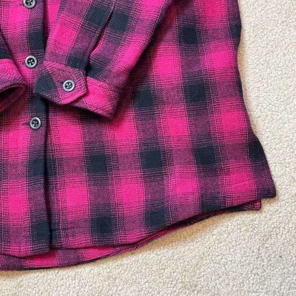 Torrid Shacket Barn Coat Checked Pink Plaid Button Front Heavyweight Cotton Sz 0 - Picture 8 of 16